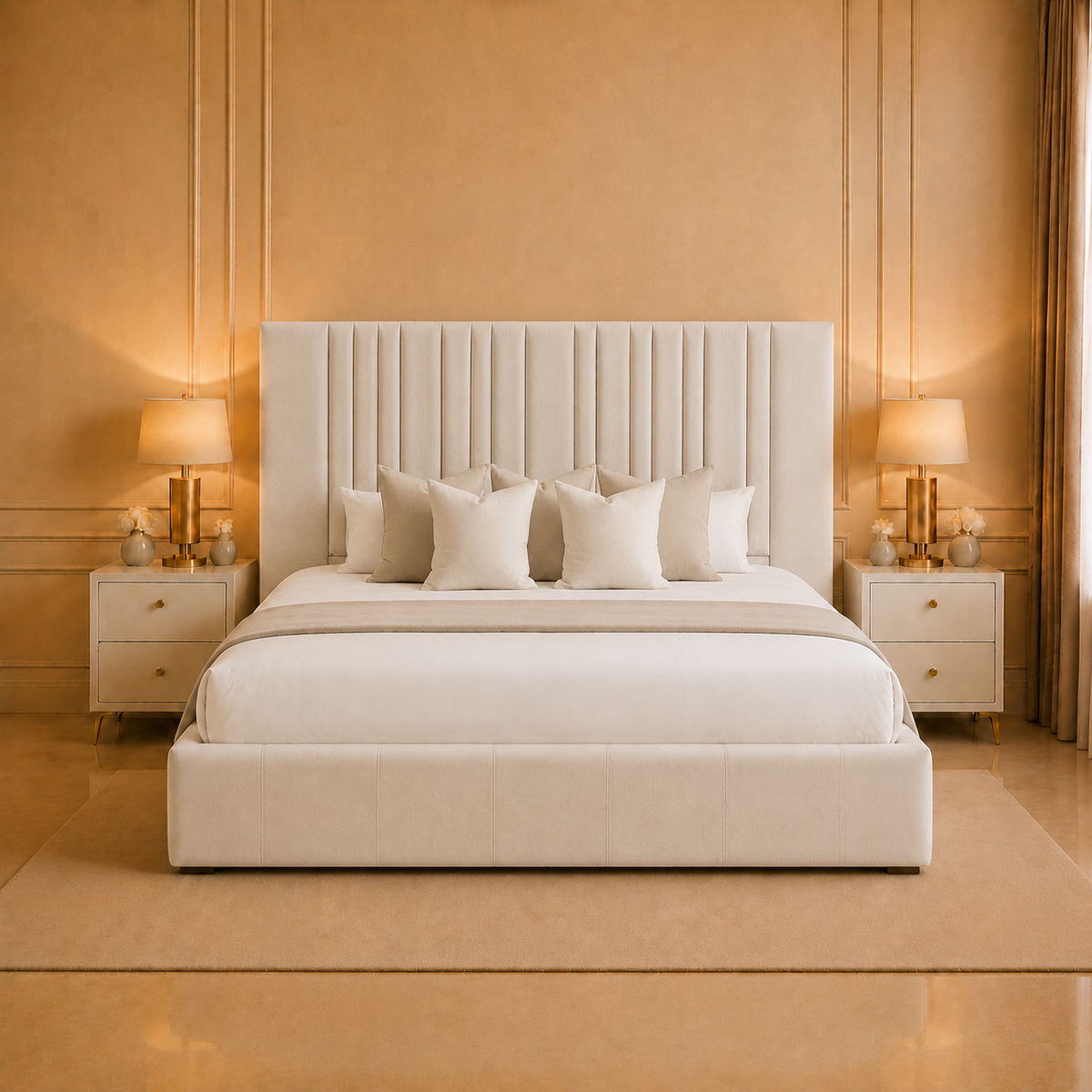 Elara Channelled Upholstered Bed Frame