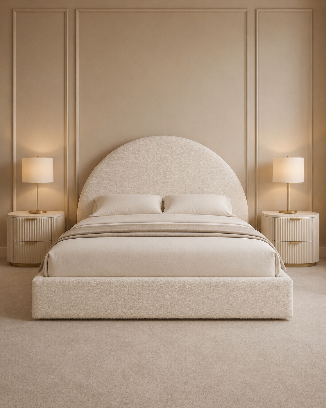 Arc Tapered Upholstered Bed Frame