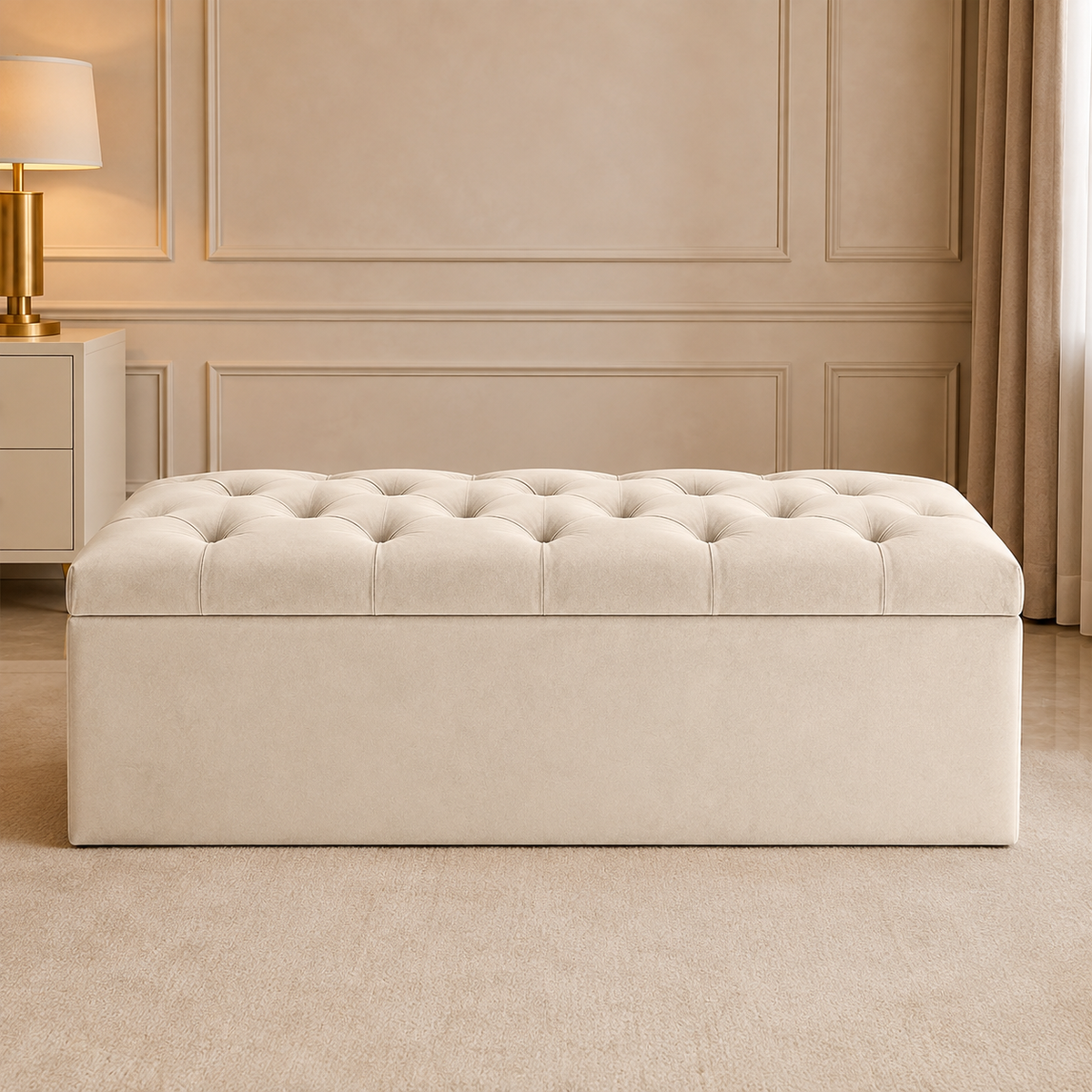 Windsor Chesterfield Velvet Storage Ottoman