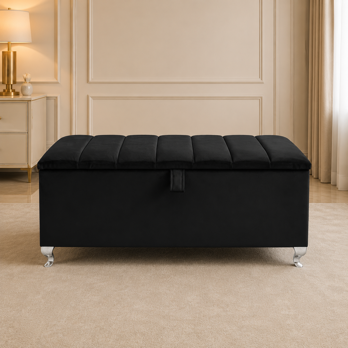 Milano Panelled Velvet Ottoman