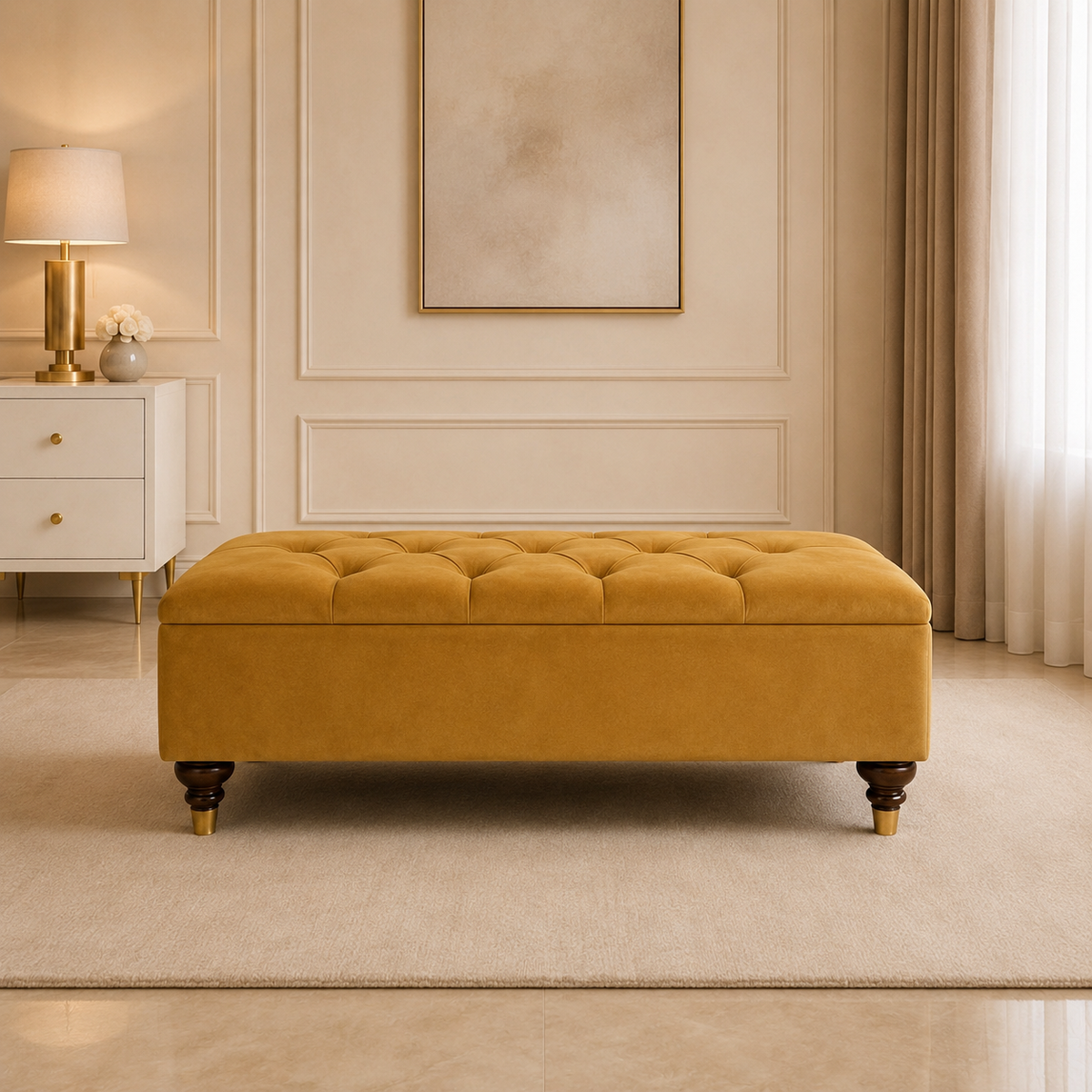 Naples Chesterfield Upholstered Storage Footstool