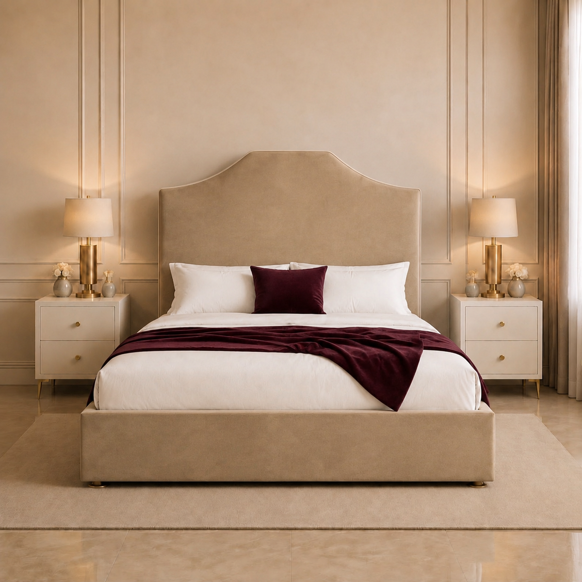 Caesar Curve Upholstered Bed Frame
