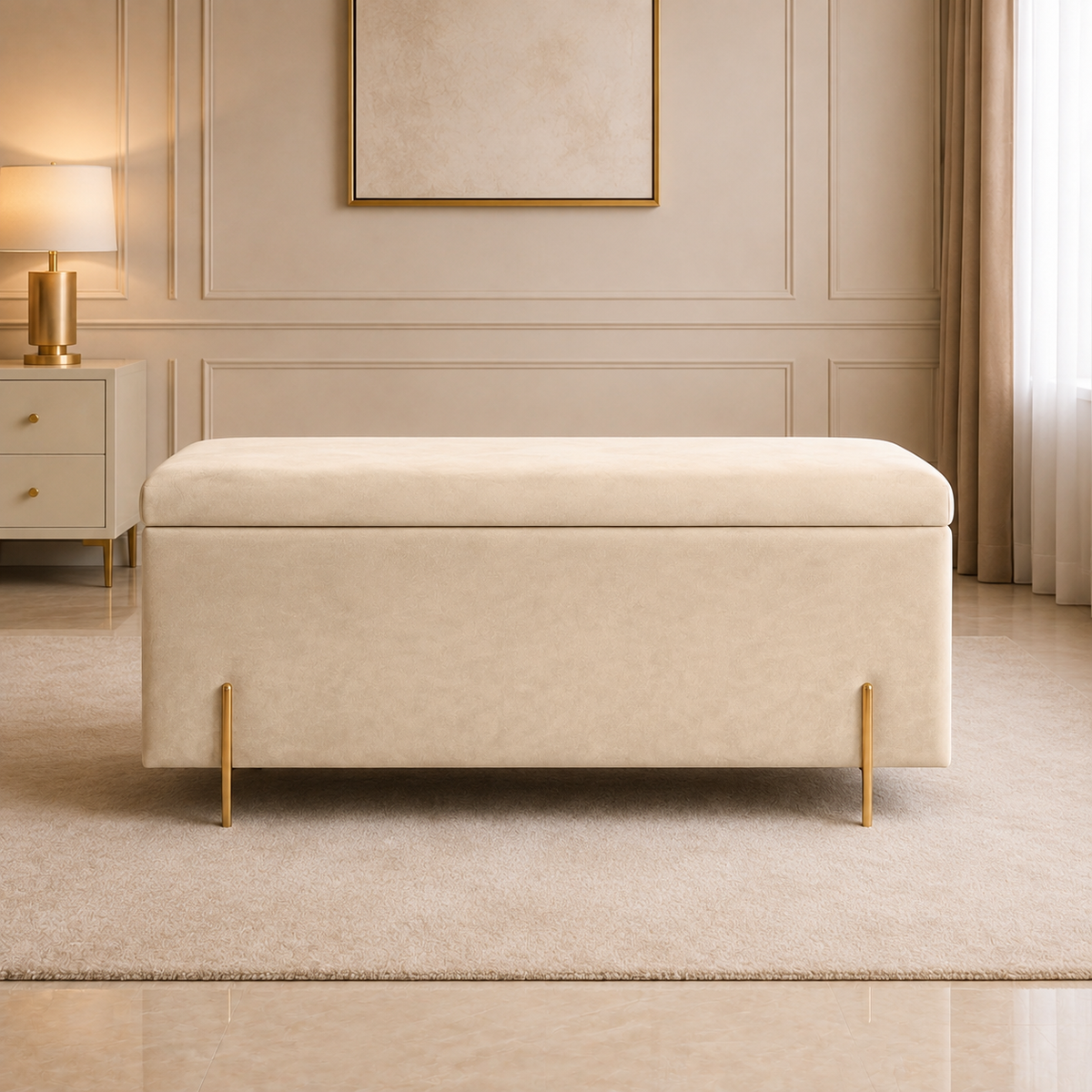 Regent Velvet Storage Ottoman