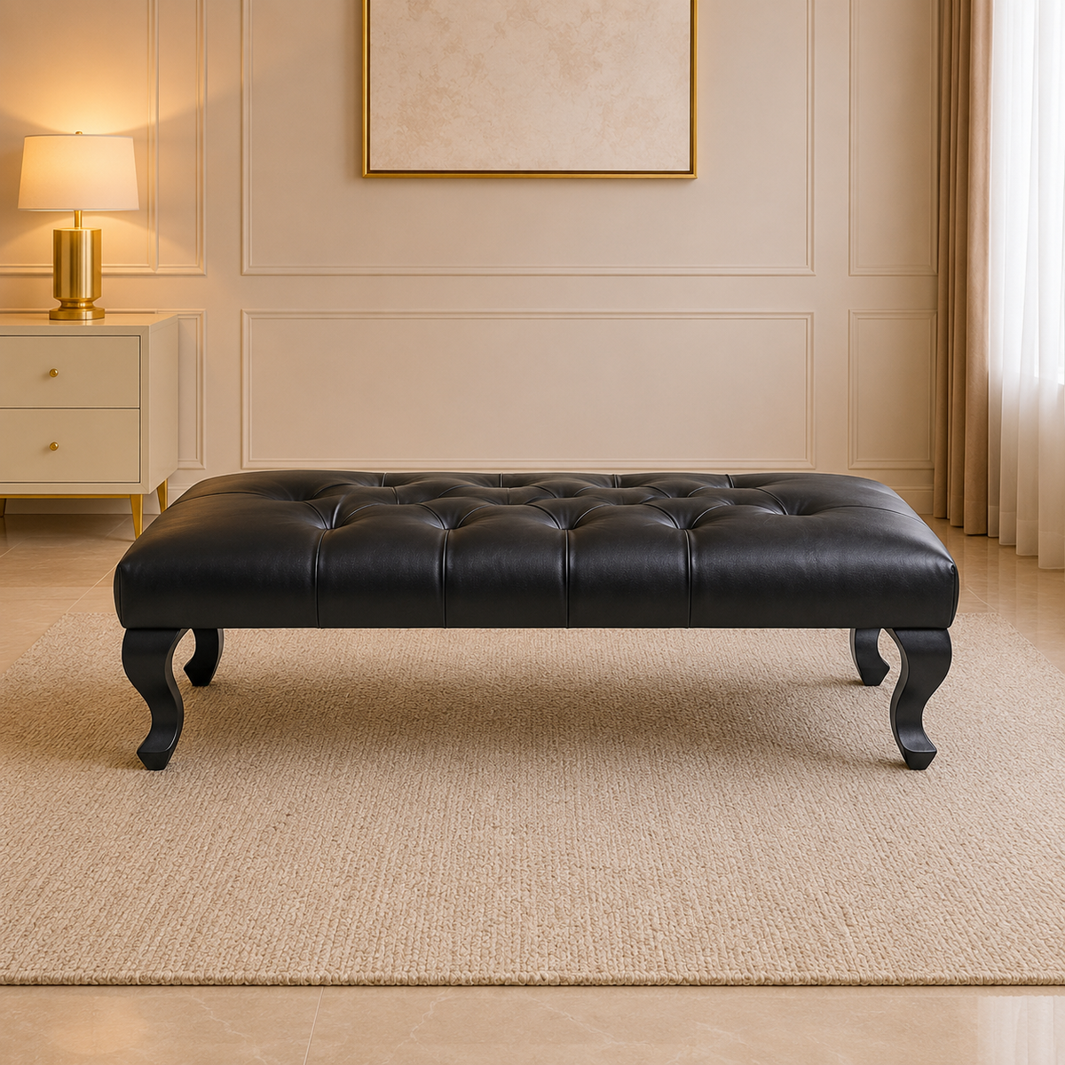 Heritage Chesterfield Upholstered Footstool Bench